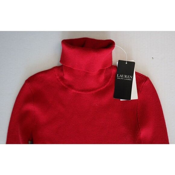 Lauren Ralph Lauren Women's Sz XS Red L/S Cotton Blend Turtleneck Sweater - Picture 2 of 4